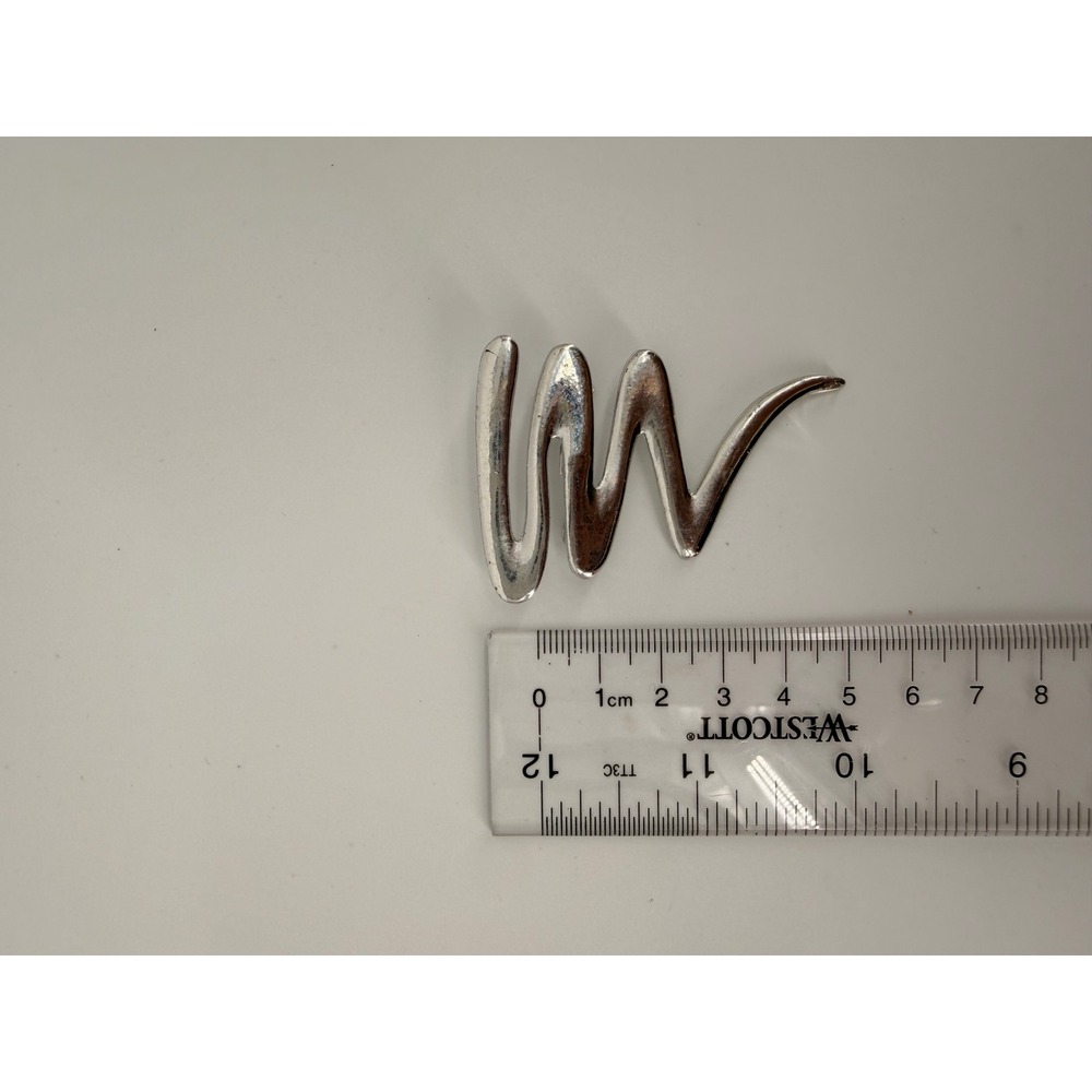 Vintage Silver Tone Abstract Squiggle Wave Brooch Modernist Statement Pin
